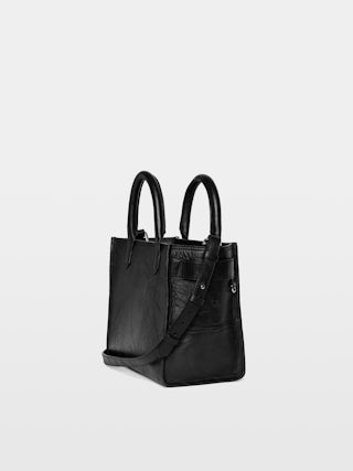 Angel Tote XS Bag - Small bag in crinkled effect leather with double handles, shoulder strap and embossed wings signature.