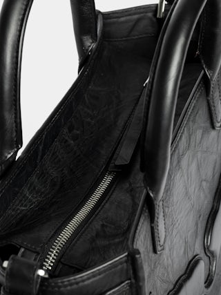 Angel Tote XS Bag - Small bag in crinkled effect leather with double handles, shoulder strap and embossed wings signature.