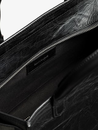 Angel Tote XS Bag - Small bag in crinkled effect leather with double handles, shoulder strap and embossed wings signature.