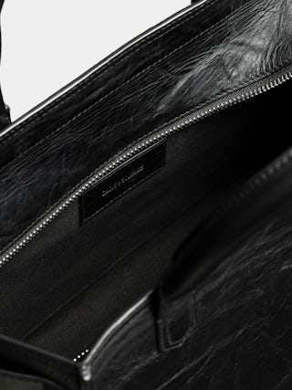 Angel Tote XS Bag - Small bag in crinkled effect leather with double handles, shoulder strap and embossed wings signature.