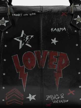 Sunny Medium Vibe Punk Bag - Patent leather effect bag with vintage-inspired punk tag, adjustable shoulder strap and wings signature.