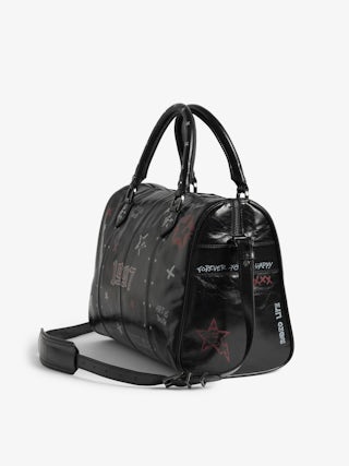 Sunny Medium Vibe Punk Bag - Patent leather effect bag with vintage-inspired punk tag, adjustable shoulder strap and wings signature.