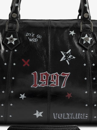 Sunny Medium Vibe Punk Bag - Patent leather effect bag with vintage-inspired punk tag, adjustable shoulder strap and wings signature.