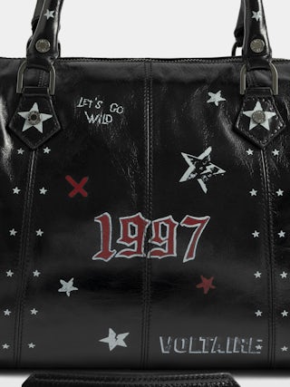 Sunny Medium Vibe Punk Bag - Patent leather effect bag with vintage-inspired punk tag, adjustable shoulder strap and wings signature.