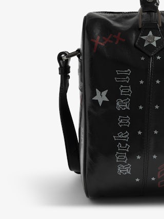 Sunny Medium Vibe Punk Bag - Patent leather effect bag with vintage-inspired punk tag, adjustable shoulder strap and wings signature.