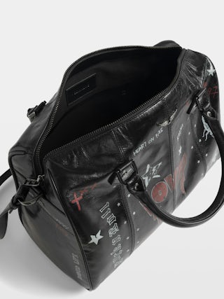 Sunny Medium Vibe Punk Bag - Patent leather effect bag with vintage-inspired punk tag, adjustable shoulder strap and wings signature.