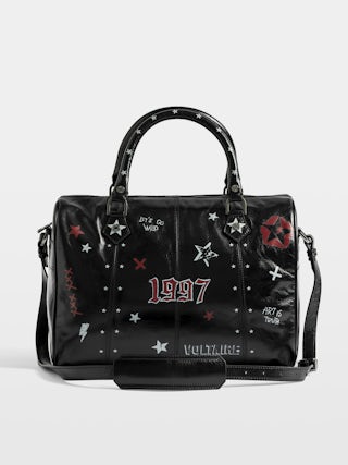 Sunny Medium Vibe Punk Bag - Patent leather effect bag with vintage-inspired punk tag, adjustable shoulder strap and wings signature.