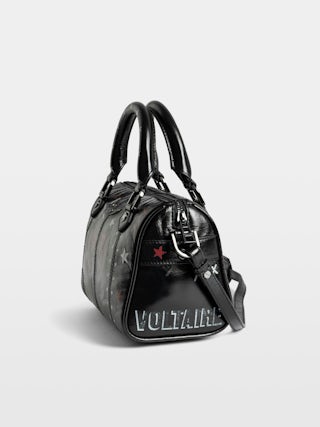 Bag XS Sunny Vibe Punk - Mini bag in patent leather with vintage effect, punk tag, adjustable shoulder strap and wings signature.
