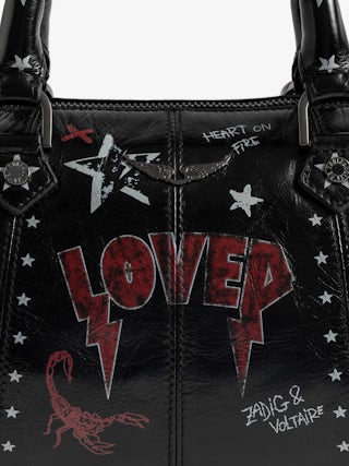 Sunny XS Punk Bag - Mini bag in patent leather with vintage effect, punk tag, adjustable shoulder strap and wings signature.
