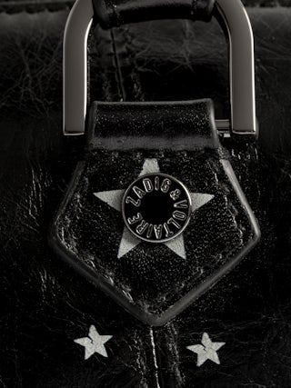 Sunny XS Punk Bag - Mini bag in patent leather with vintage effect, punk tag, adjustable shoulder strap and wings signature.