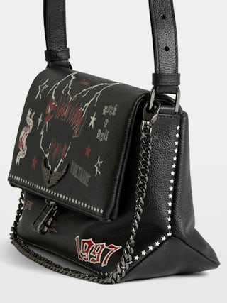 Rocky II Punk Bag - Punk grained leather shoulder bag with chain and signature wings.