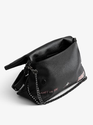 Rocky II Punk Bag - Punk grained leather shoulder bag with chain and signature wings.