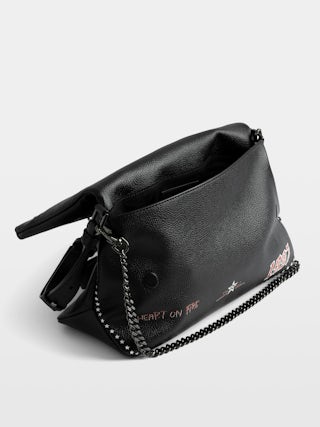 Rocky II Punk Bag - Punk grained leather shoulder bag with chain and signature wings.