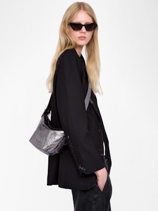 Baby Jane Vintage Metal Bag - Metallic leather bag, with adjustable shoulder strap and wings signature.