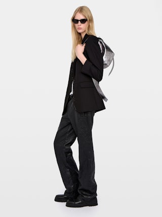 Borsa Baby Jane Vintage Metal - Borsa in pelle metallizzata, con tracolla regolabile e firma ali.