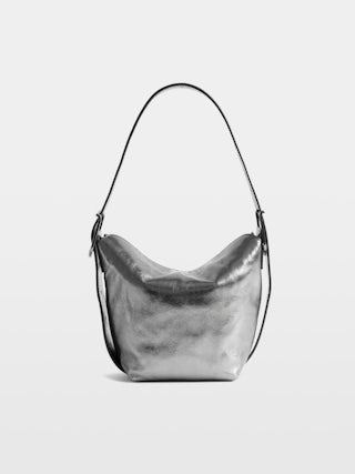 Borsa Baby Jane Vintage Metal - Borsa in pelle metallizzata, con tracolla regolabile e firma ali.