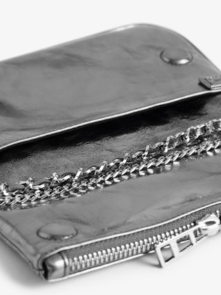 Rock Nano Vintage Metal Clutch - Metallic leather clutch with signature rhinestone-embellished wings.