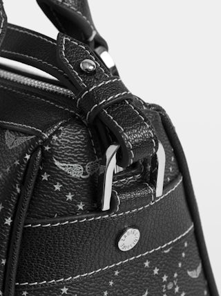 Sunny XS Vibe Monogram Bag - Coated canvas monogram-print bag with adjustable shoulder strap and grained leather handle.