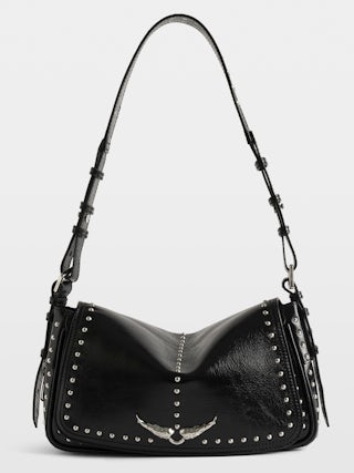 Tasche Le Zouzou Vintage Lackleder Studs - Kleine Tasche aus Lackleder mit Vintage-Effekt, Nieten, verstellbarem Schulterriemen und Signature-Flügeln.