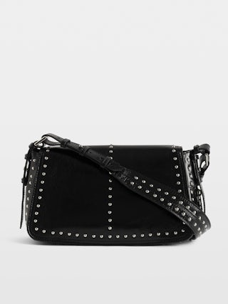 Tasche Le Zouzou Vintage Lackleder Studs - Kleine Tasche aus Lackleder mit Vintage-Effekt, Nieten, verstellbarem Schulterriemen und Signature-Flügeln.