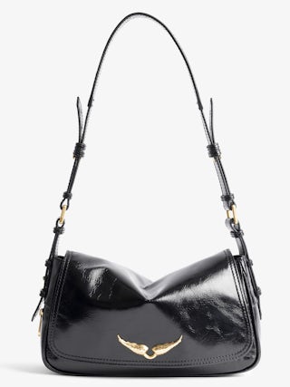 Le Zouzou Vintage Patent Bag - Small vintage effect patent leather bag with adjustable shoulder strap and signature wings.