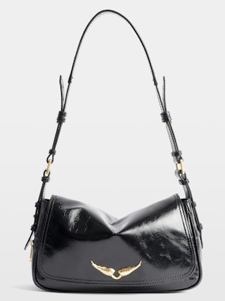 Le Zouzou Vintage Patent Bag - Small vintage effect patent leather bag with adjustable shoulder strap and signature wings.