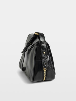 Le Zouzou Vintage Patent Bag - Small vintage effect patent leather bag with adjustable shoulder strap and signature wings.