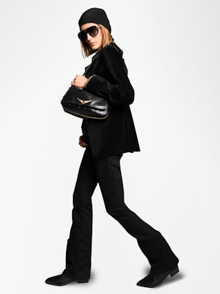 Le Zouzou Vintage Patent Bag - Small vintage effect patent leather bag with adjustable shoulder strap and signature wings.