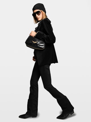 Le Zouzou Vintage Patent Bag - Small vintage effect patent leather bag with adjustable shoulder strap and signature wings.