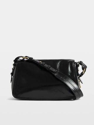 Le Zouzou Vintage Patent Bag - Small vintage effect patent leather bag with adjustable shoulder strap and signature wings.