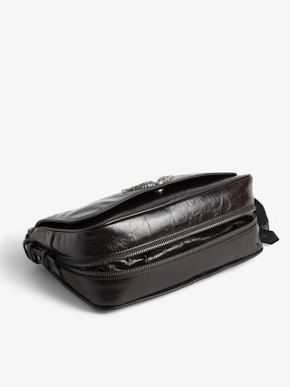 Sac Le Zouzou Vintage Patent - Petit sac en cuir vernis effet vintage, à bandoulière ajustable et ailes signature.