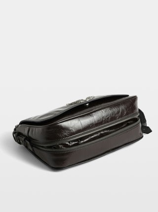 Le Zouzou Vintage Patent Bag - Small patent leather bag with vintage effect, adjustable shoulder strap and signature wings.