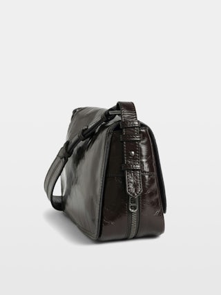 Le Zouzou Vintage Patent Bag - Small patent leather bag with vintage effect, adjustable shoulder strap and signature wings.