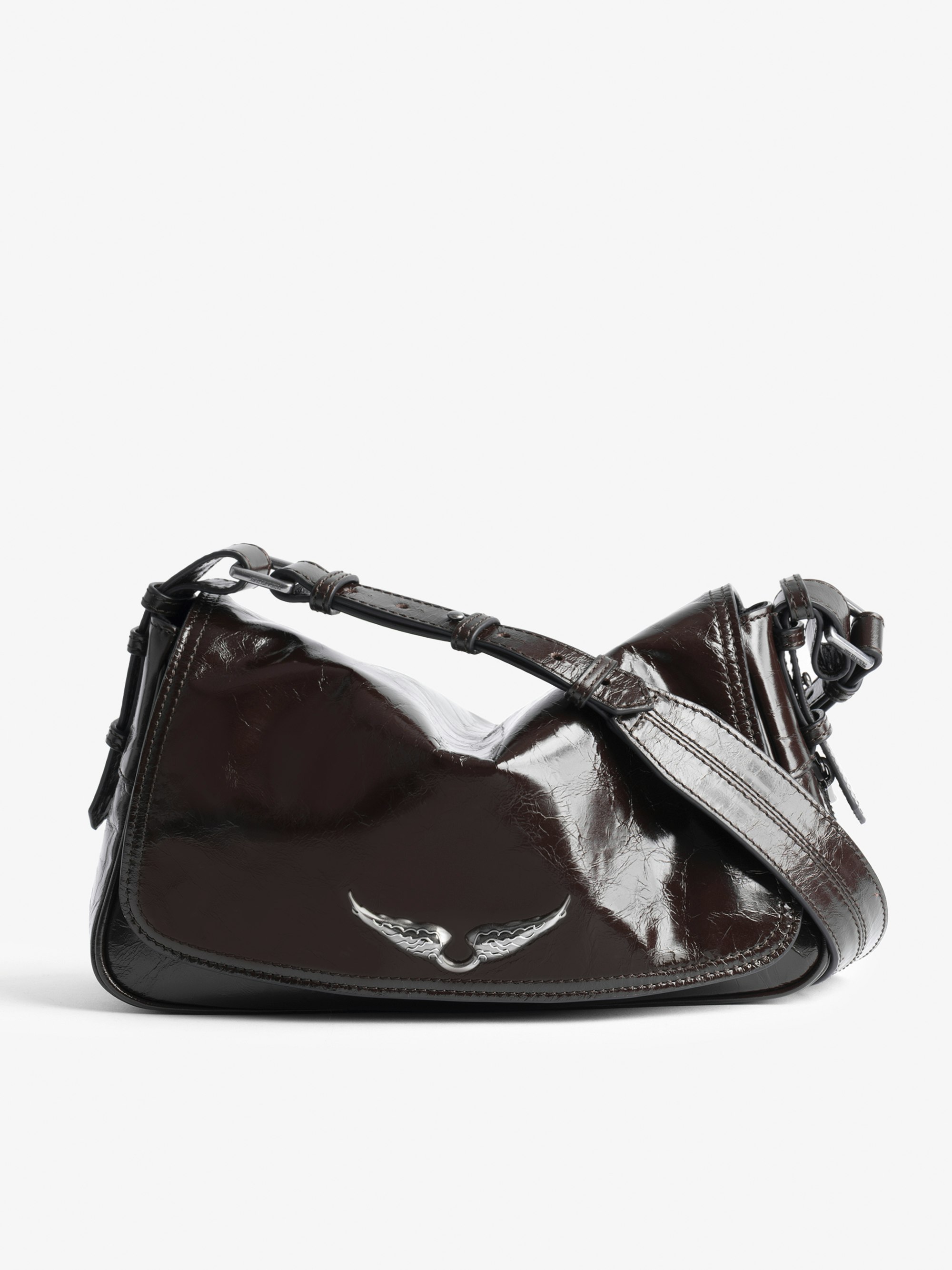 Le Zouzou Vintage Patent Bag - Small patent leather bag with vintage effect, adjustable shoulder strap and signature wings.