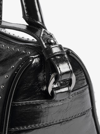 Sunny XS Vibe Studs Bag - Patent leather bag with vintage effect and studs, adjustable shoulder strap and handles with metal wing signature.