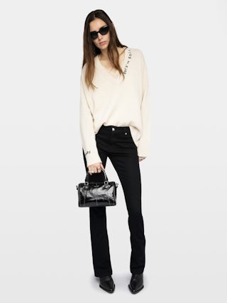 Sunny XS Vibe Studs Bag - Patent leather bag with vintage effect and studs, adjustable shoulder strap and handles with metal wing signature.