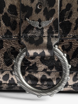 Kate Wallet Metal Leopard Bag - Mini metallic leather leopard-effect bag with ring and metal chain.