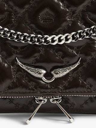 Rock II Vintage Monogram Clutch - Clutch in vintage quilted effect leather with sliding metal chain and signature wings.