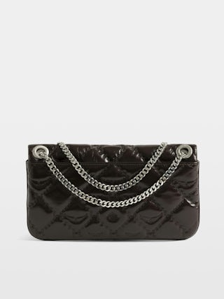 Rock II Vintage Monogram Clutch - Clutch in vintage quilted effect leather with sliding metal chain and signature wings.