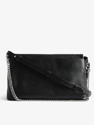 Sac Rocky II Graffiti - Sac en cuir grainé imprimé graffiti à bandoulière, avec chaine et ailes signatures ornées de strass.