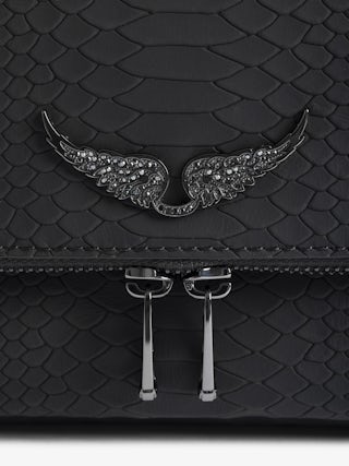 Sac Rocky II Soft Savage - Sac en cuir grainé à bandoulière, avec chaine, et ailes signatures.