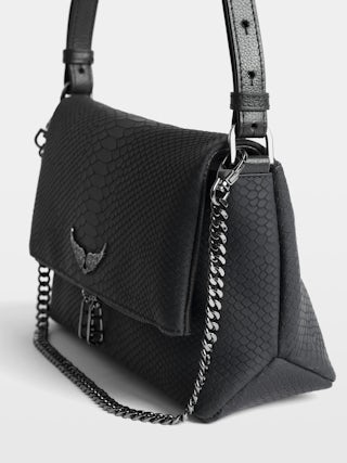 Rocky II Soft Savage Bag - Grained leather bag with shoulder strap, with chain and signature wings.