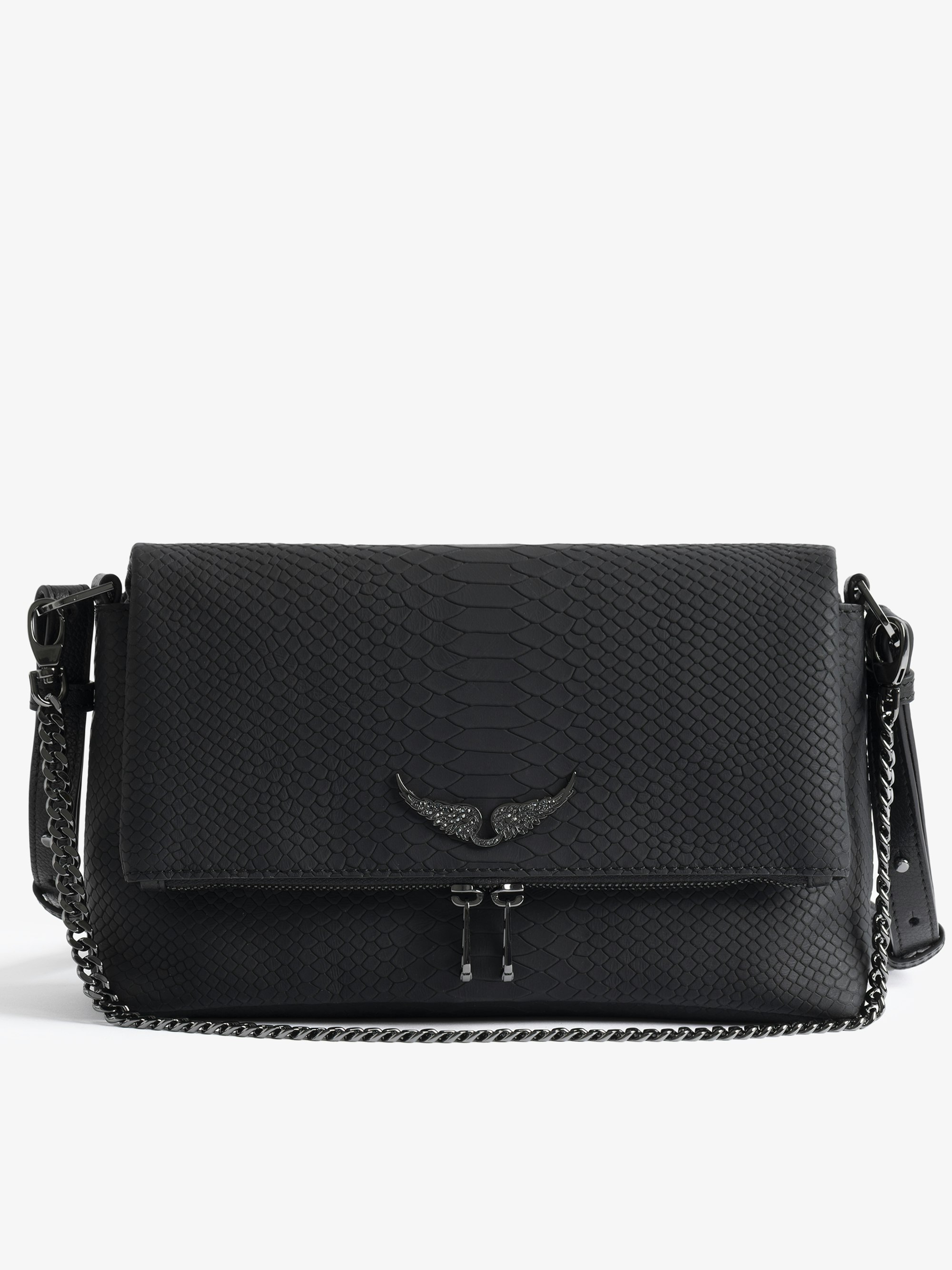 Rocky II Soft Savage Bag - Grained leather bag with shoulder strap, with chain and signature wings.