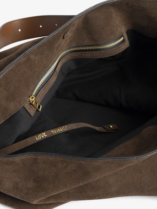 Jane Hobo XL Suede Bag - Hobo bag in suede leather with adjustable handle and embossed wings signature.