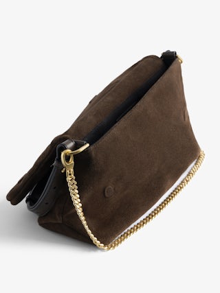 Rocky II Suede Bag - Suede leather shoulder bag with chain and signature rhinestone-embellished wings.