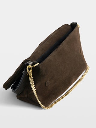 Sac Rocky II Suede - Sac en cuir suédé à bandoulière, avec chaine et ailes signatures ornées de strass.