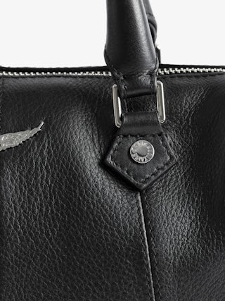 Sunny XS Vibe Bag - Grained leather bag, adjustable shoulder strap and handles with metal wings signature.