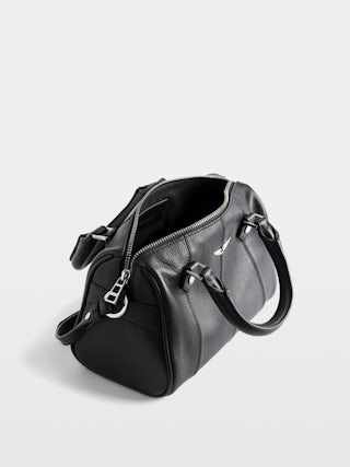 Sunny XS Vibe Bag - Grained leather bag, adjustable shoulder strap and handles with metal wings signature.