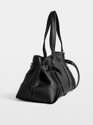 Sunny Shopper Bag - Grained leather bag with zips. Handles for hand or shoulder carry.