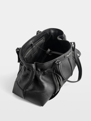 Sunny Shopper Bag - Grained leather bag with zips. Handles for hand or shoulder carry.